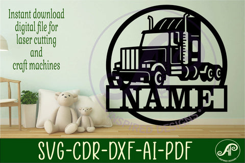 Semi Truck name sign svg laser SVG APInspireddesigns 