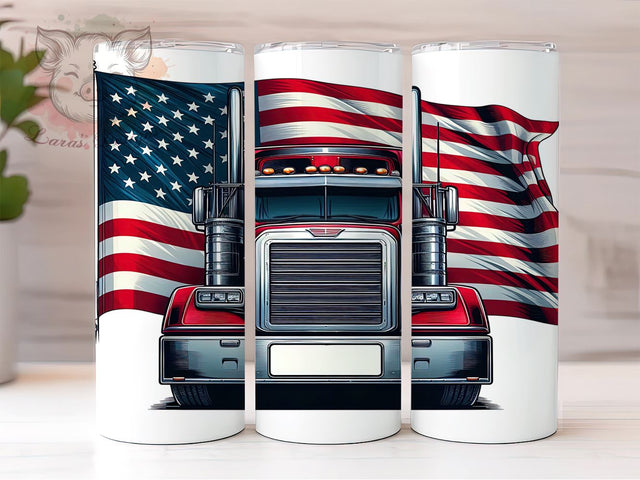 Semi Truck Patriotic 20oz Tumbler Png, Straight & Tapered Tumbler Png, 4th of July Tumbler Png, Digital Download PNG Sublimation Lara' s Designs 