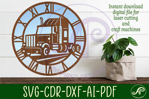 Semi truck wall clock laser cut files, SVG file design 2 SVG APInspireddesigns 