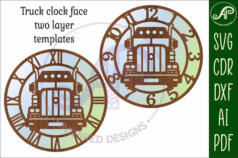 Semi truck wall clock laser cut files, SVG file SVG APInspireddesigns 