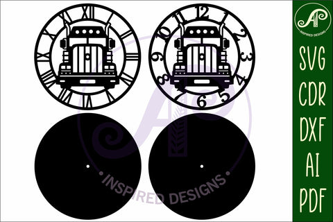 Semi truck wall clock laser cut files, SVG file SVG APInspireddesigns 