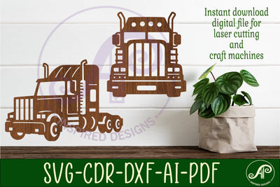 Semi Truck wall sign design SVG file. vector cutting file SVG APInspireddesigns 
