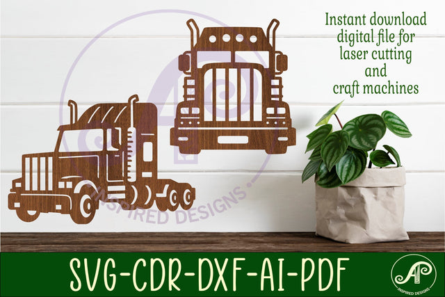 Semi Truck wall sign design SVG file. vector cutting file SVG APInspireddesigns 