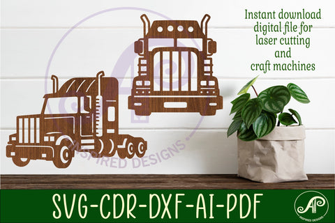 Semi Truck wall sign design SVG file. vector cutting file SVG APInspireddesigns 