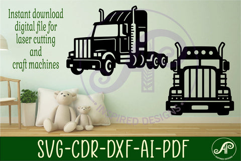 Semi Truck wall sign design SVG file. vector cutting file SVG APInspireddesigns 