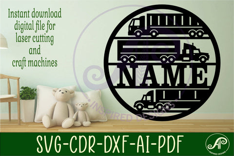 Semi Trucks name sign svg laser SVG APInspireddesigns 