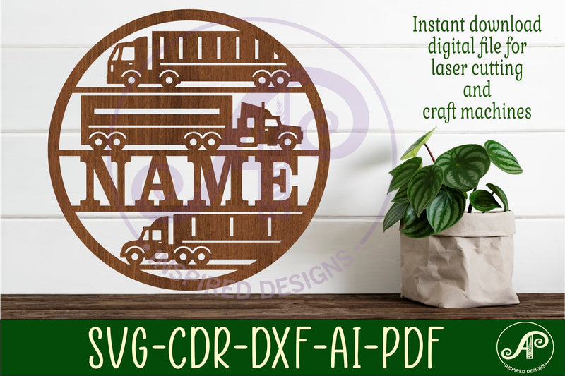 Semi Trucks name sign svg laser SVG APInspireddesigns 