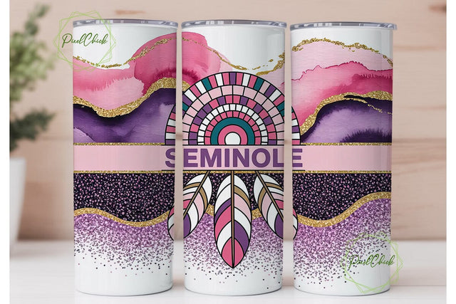 Seminole Mandala Glitter 20oz Tumbler Sublimation PixelChick 