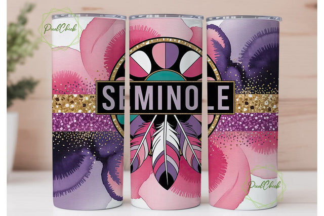 Seminole Mandala Glitter 20oz Tumbler Sublimation PixelChick 