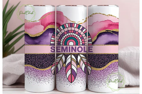Seminole Mandala Glitter 20oz Tumbler Sublimation PixelChick 
