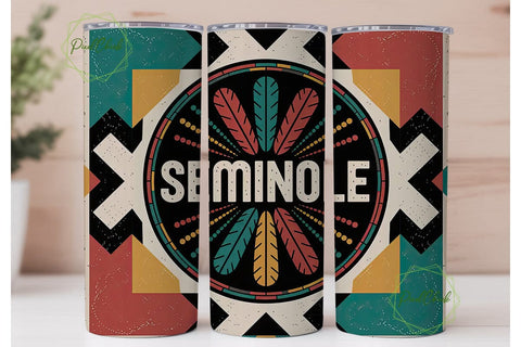 Seminole Tribal 20oz Tumbler Wrap Sublimation PixelChick 