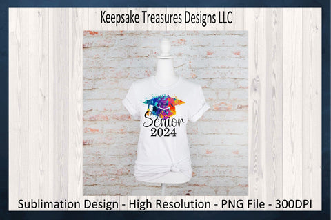 Senior 2024 & 2025 Tie Dye Graduation Cap, Sublimation PNG, Graduation T-Shirt Design, High School Graduation, Digital Download, PNG Printable Sublimation Keepsake Treasures Designs LLC. 