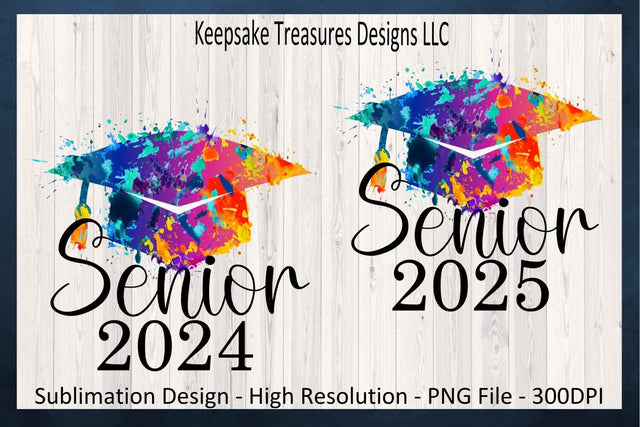 Senior 2024 & 2025 Tie Dye Graduation Cap, Sublimation PNG, Graduation T-Shirt Design, High School Graduation, Digital Download, PNG Printable Sublimation Keepsake Treasures Designs LLC. 