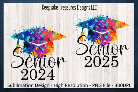 Senior 2024 & 2025 Tie Dye Graduation Cap, Sublimation PNG, Graduation T-Shirt Design, High School Graduation, Digital Download, PNG Printable Sublimation Keepsake Treasures Designs LLC. 