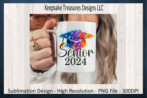 Senior 2024 & 2025 Tie Dye Graduation Cap, Sublimation PNG, Graduation T-Shirt Design, High School Graduation, Digital Download, PNG Printable Sublimation Keepsake Treasures Designs LLC. 