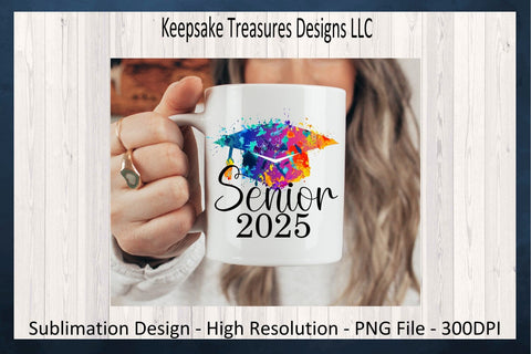 Senior 2024 & 2025 Tie Dye Graduation Cap, Sublimation PNG, Graduation T-Shirt Design, High School Graduation, Digital Download, PNG Printable Sublimation Keepsake Treasures Designs LLC. 