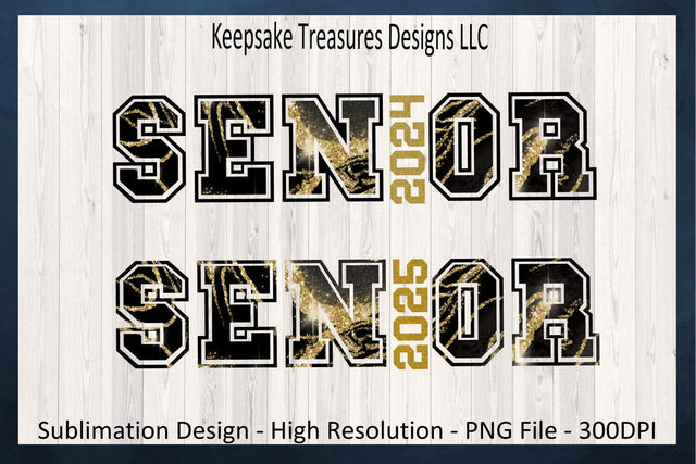 Senior 2024 Sublimation PNG Design, Class of 2024 Graduation, Black and Gold Marble, PNG Printable, Digital Download Sublimation Keepsake Treasures Designs LLC. 