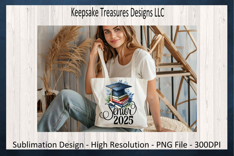 Senior 2025 Graduation Cap Sublimation PNG Design, High School Graduation Shirt Design Sublimation Keepsake Treasures Designs LLC. 