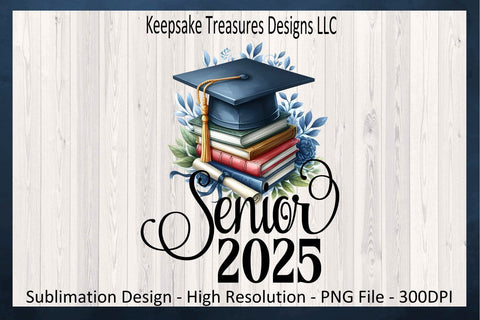 Senior 2025 Graduation Cap Sublimation PNG Design, High School Graduation Shirt Design Sublimation Keepsake Treasures Designs LLC. 