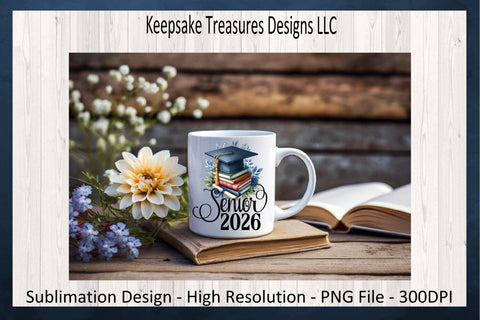 Senior 2026 Graduation Cap, Sublimation PNG, Senior T-Shirt Design, Digital Download, Printable PNG Sublimation Keepsake Treasures Designs LLC. 
