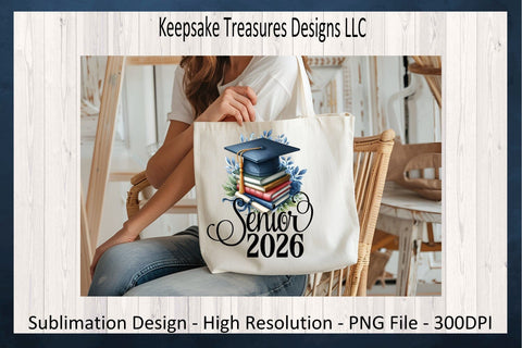 Senior 2026 Graduation Cap, Sublimation PNG, Senior T-Shirt Design, Digital Download, Printable PNG Sublimation Keepsake Treasures Designs LLC. 