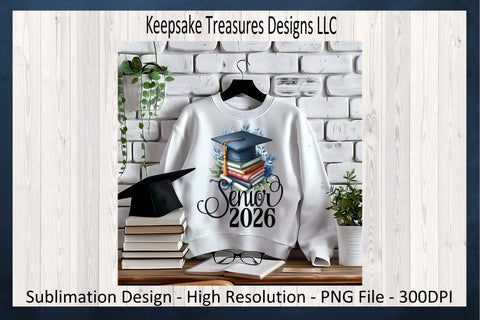 Senior 2026 Graduation Cap, Sublimation PNG, Senior T-Shirt Design, Digital Download, Printable PNG Sublimation Keepsake Treasures Designs LLC. 