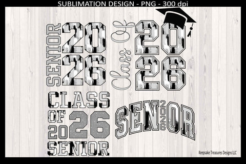 Senior 2026 Sublimation PNG Design, Black And Silver, Class of 2026 Graduation Sublimation Keepsake Treasures Designs LLC. 