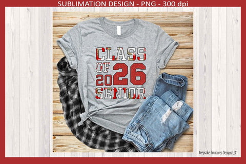 Senior 2026 Sublimation PNG, Red and Gold, Class of 2026 Graduation, Digital Download Sublimation Keepsake Treasures Designs LLC. 