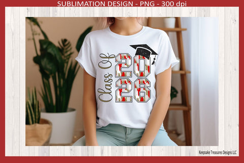 Senior 2026 Sublimation PNG, Red and Gold, Class of 2026 Graduation, Digital Download Sublimation Keepsake Treasures Designs LLC. 