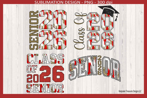 Senior 2026 Sublimation PNG, Red and Gold, Class of 2026 Graduation, Digital Download Sublimation Keepsake Treasures Designs LLC. 