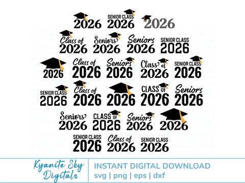 Senior Class of 2026 SVG bundle, high school or college graduation graphics SVG Kyanite Sky Digitals 