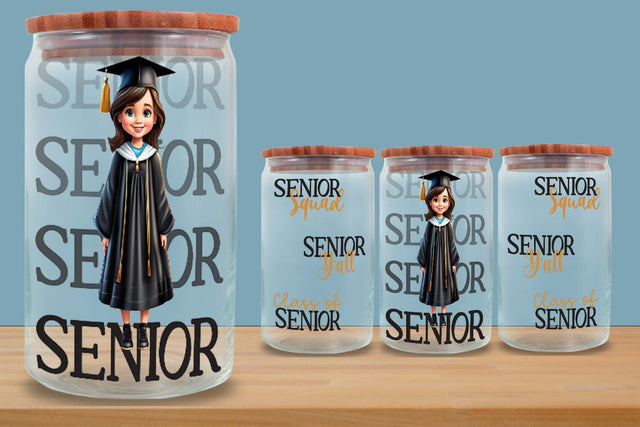 Senior Glass Can Wrap 16oz | Graduation Glass Can Wrap 16oz SVG zafrans studio 