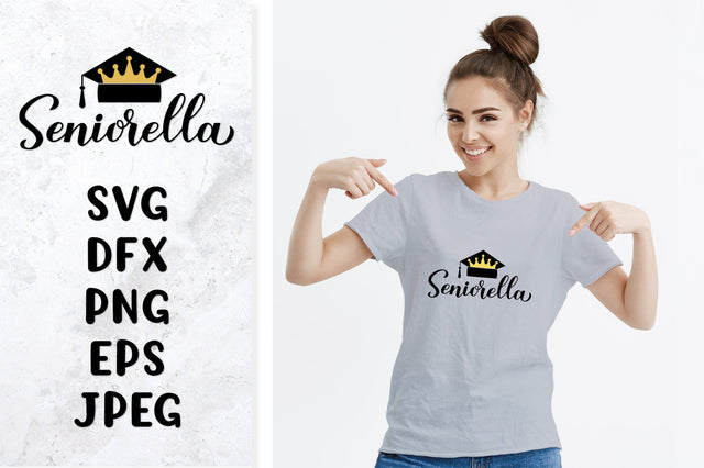 Seniorella hand lettered SVG. Funny graduation shirt design SVG LaBelezoka 