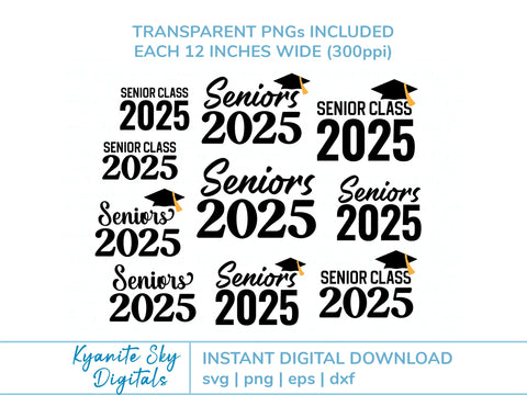 Seniors 2025 SVG bundle high school graduation senior class SVG Kyanite Sky Digitals 