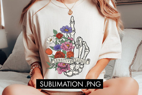 Sensitive Savage Motivational Halloween Sublimation PNG Sublimation Freeling Design House 