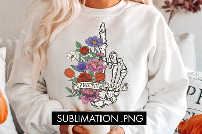 Sensitive Savage Motivational Halloween Sublimation PNG Sublimation Freeling Design House 