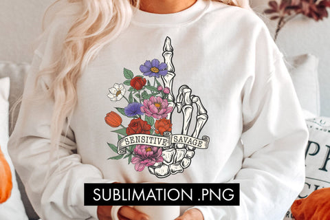 Sensitive Savage Motivational Halloween Sublimation PNG Sublimation Freeling Design House 