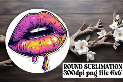 Sensual 3D Lips Art Bundle: Vibrant Sublimation Round Ornaments Sublimation afrosvg 