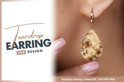 Sepia floral background teardrop earring png Sublimation Regulrcrative 