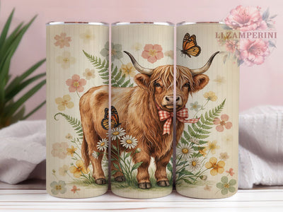 Sepia Highland Cow Love 20oz Tumbler, Sepia Theme, Highland Cow, Love Motif, Rustic Charm, Farmhouse Style, Skinny Tumbler, Sublimation PNG Sublimation Li Zamperini 
