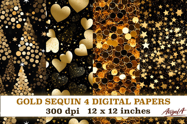 Sequin digital papers / gold digital paper / christmas Digital Pattern Angelina Semenova 