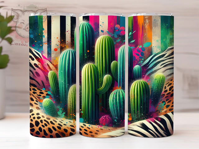 Serape Cactus Western 20oz Tumbler Wrap, Cactus Western Tumbler, 20oz Sublimation Tumbler, Southwest Style Tumbler, Boho Western Tumbler, Colorful Serape Design, Rustic Desert Tumbler Sublimation Lara' s Designs 