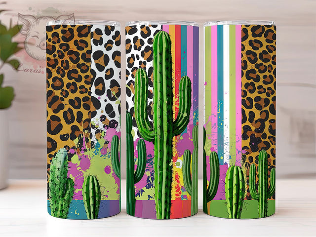 Serape Cactus Western 20oz Tumbler Wrap, Cactus Western Tumbler, 20oz Sublimation Tumbler, Southwest Style Tumbler, Boho Western Tumbler, Colorful Serape Design, Rustic Desert Tumbler Sublimation Lara' s Designs 