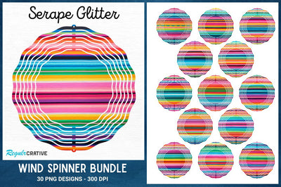 Serape Glitter Coaster Round Wind Spinner Bundle Sublimation Regulrcrative 