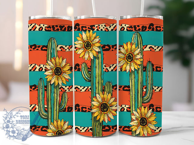 Serape Leopard Cactus Tumbler Wrap, Leopard Print Design, Cactus Sunflower Tumbler, Sublimation Tumbler Wrap, 20oz Tumbler Design, Mexican Serape Pattern, Custom Tumbler Wrap Sublimation ToriDesigns 