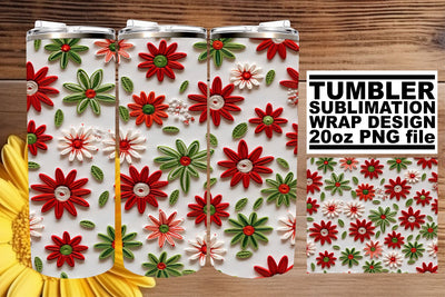 Serene 3D Flower Pattern Tumbler - Spring Serenity Sublimation afrosvg 
