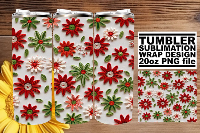 Serene 3D Flower Pattern Tumbler - Spring Serenity Sublimation afrosvg 