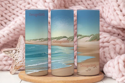 Serene Beach Footprints 20oz Tumbler Sublimation DesignSVG 