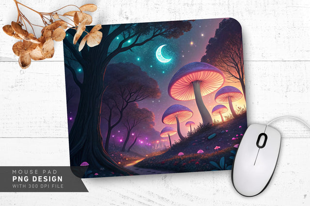 Serene Celestial Mushrooms Mousepad SVG Regulrcrative 