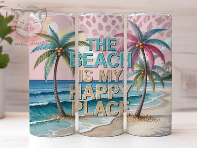 Serene Coastal Happy Place Tumbler, Happy Place Tumbler Design, Ocean Vibes Sublimation, 20oz Tumbler Wrap PNG, Coastal Tumbler Design, Summer Tumbler Sublimation, Tropical Beach PNG Sublimation Lara' s Designs 